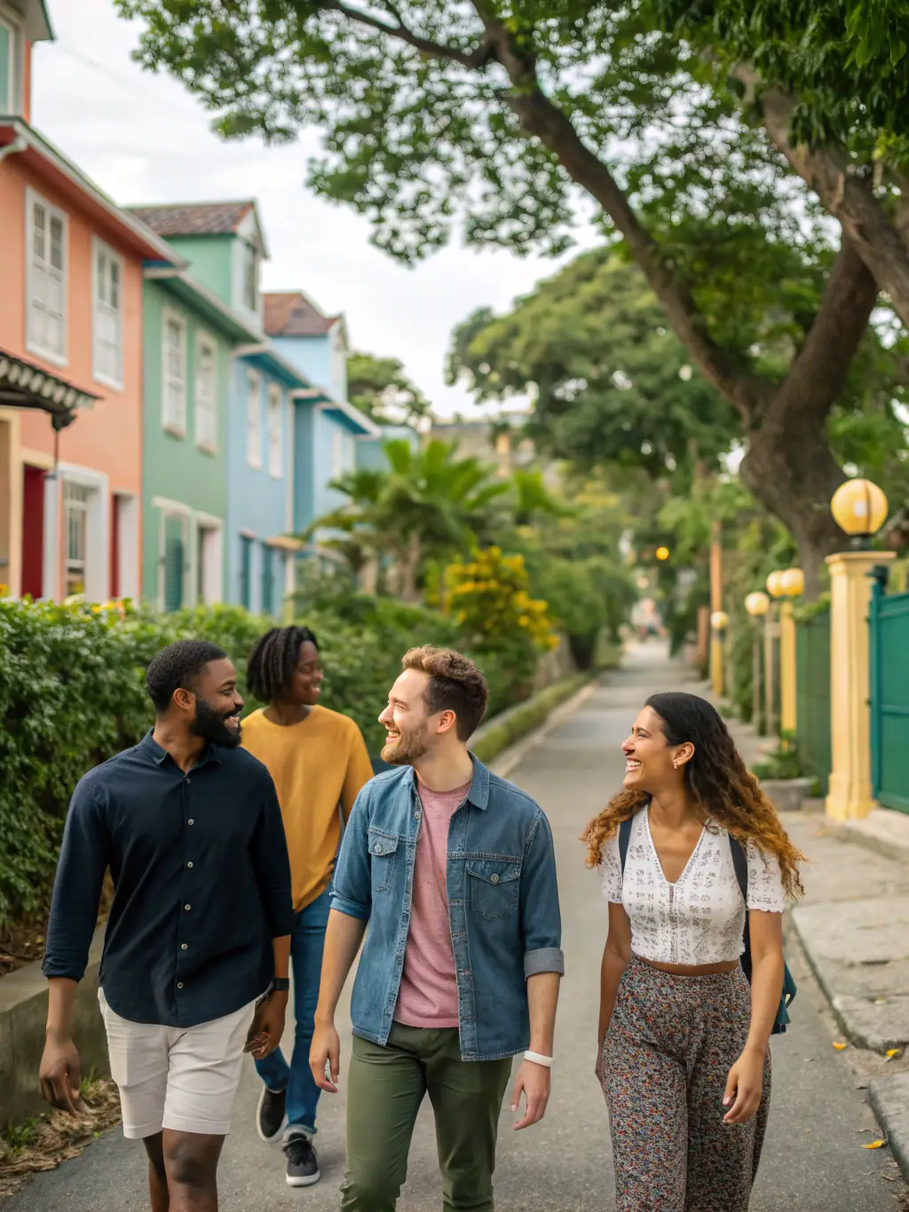 A diverse group of people participating in a community walk, emphasizing the inclusivity and accessibility of Hermine Forme et Dynamisme's programs.