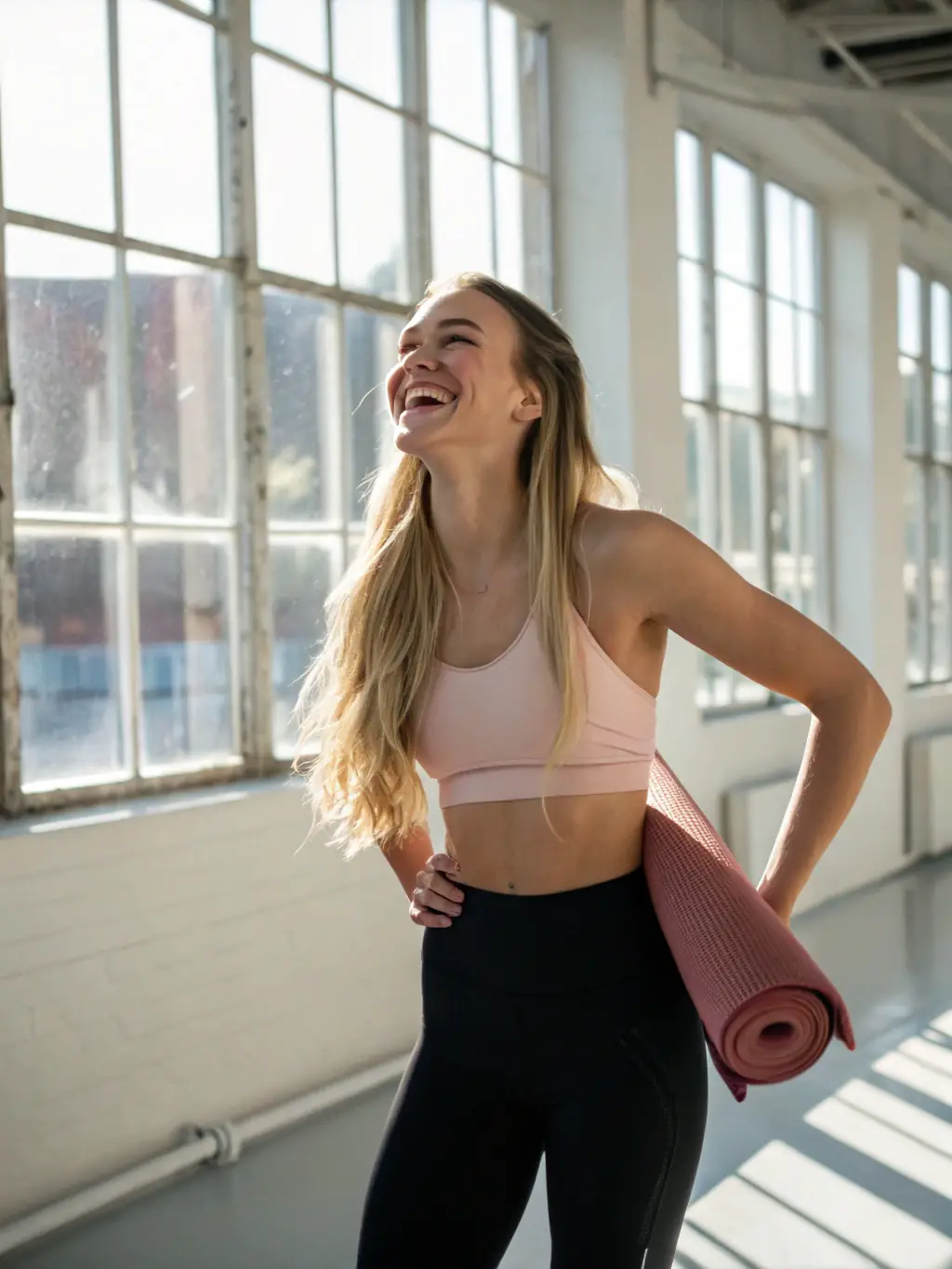 A person smiling confidently after completing a fitness challenge, showcasing the personal growth and achievement possible through Hermine Forme et Dynamisme.